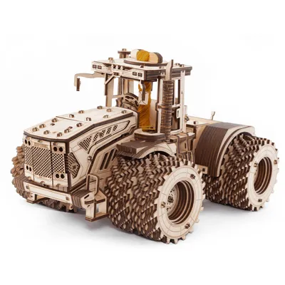 Image de EWA Eco-Wood-Art Puzzle 3D adulte modèle tracteur mécanique DIY puzzle en bois avec système start-stop, moteur à élastique & plus 965 pièces Puzzle 3D en bois pour adultes & enfants à partir de 14 ans