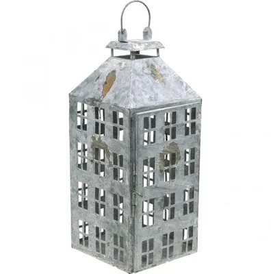 Produktbild von Vintage Metall Laterne 41,5cm Shabby Chic Lichthaus Haus-Design Kerzenhalter Dekoleuchte