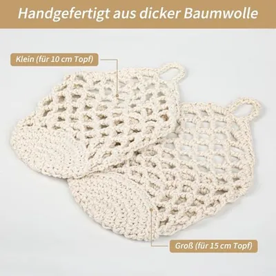 Macramé Pflanzenhänger Set von 3 - Boho Dekoration für Innen und Außen