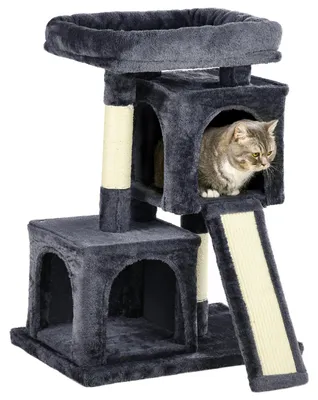 Image de PawHut Arbre à chat Arbre à griffer Arbre à chat avec colonnes en sisal Gris foncé