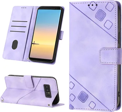 Produktbild von Hülle für Samsung Galaxy Note 8 Prägung Flip Leder Brieftasche Schutzhülle mit Ständer Lila