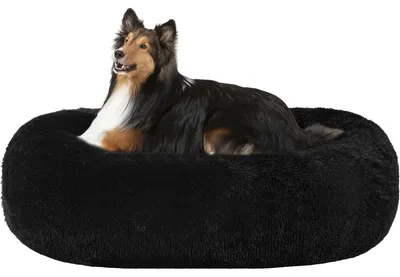 Produktbild von Orthopädisches Hundebett rund, Donut Kuschelkissen, Waschbar, 80 cm Ø, Schwarz