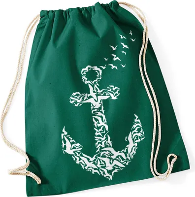 Produktbild von Turnbeutel Anker Vögel Hipster Beutel Tasche Anchor Birds Stringbag Beuteltasche