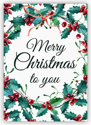 Produktbild von Elegante Weihnachtskarte mit klassischen roten Beeren und Weihnachts Grün: Merry Christmas to you