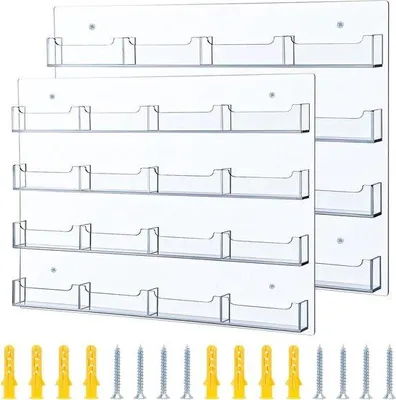 Produktbild von Famanu Visitenkartenhalter Wandmontage Transparent - Acryl Kartenorganizer mit Schrauben