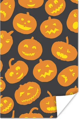 Produktbild von MuchoWow® Poster Halloween - Kürbis - Schnittmuster 20x30 cm - Papierdruck