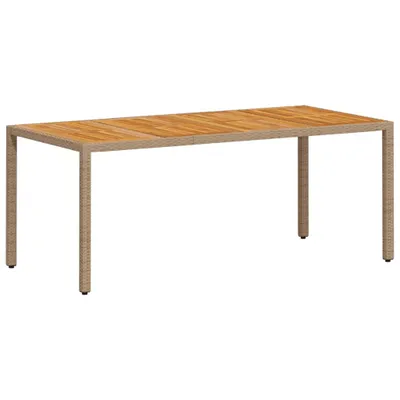 Produktbild von Gartentisch Beige 190x90x75 cm Poly Rattan Akazienholz