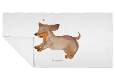 Produktbild von Mr. & Mrs. Panda Handtuch Hund Dackel - Weiß - Geschenk, Flauschtuch, 50x100, Dachshund, gesichtshandtuch, Händehandtuch, kleines, Sprüche, Herz