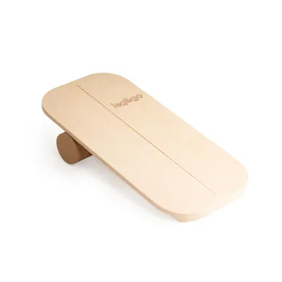 Produktbild von leg&go Balance Board Set mit Korkrolle, Waveboard Surfboard, aus Holz 70x33 cm (Logo an der Seite)