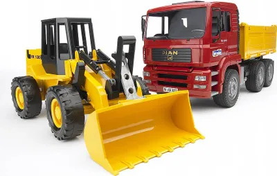 Produktbild von Bruder 02752 - MAN TGA Kipplastwagen mit Gelenkradlader FR130