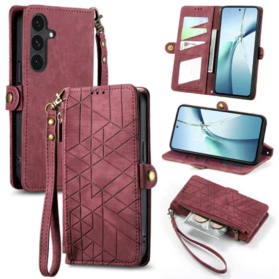 Image de Étui portefeuille rabattable en simili cuir pour Samsung Galaxy S26 FE, avec fermeture éclair