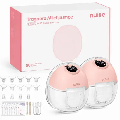 Produktbild von Nuliie Milchpumpe Elektrisch tragbare S32, Elektrische milchpumpe freihändig 4 Modi 9 Stufen mit 13/15/17/19/21/24 mm komfortabler Flansch