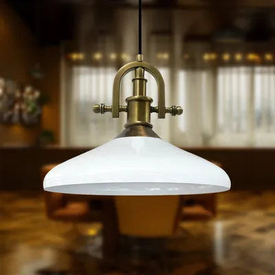 Produktbild von Champion Küchenlampe Hängend 35 cm, Lampenschirm Hängelampe Wohnzimmer, Küchenlampe Deckenleuchte, Skandinavische Pendelleuchte Vintage - Weiß
