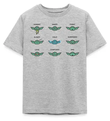 Produktbild von Star Wars: Mandalorian Grogu Emotionen Teenager T-Shirt, 134/146 (9-11 Jahre), Grau meliert
