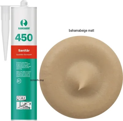 Produktbild von Ramsauer 450 Sanitär Silicon Fugen Dichtstoff 310ml Kartusche bahamabeige MATT