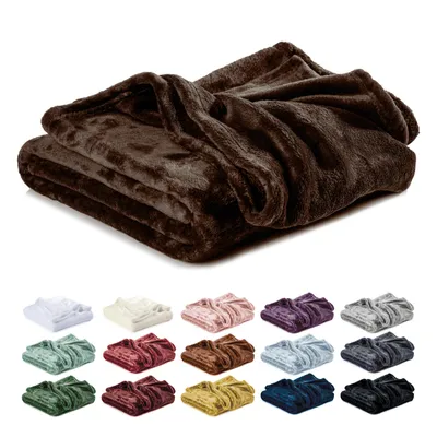 Produktbild von Lavea® Mikrofaser Kuscheldecke 130x150 cm, flauschig & weich, warme Fleecedecke für Sofa & Bett, pflegeleicht, atmungsaktiv, hautfreundlich, Mocca
