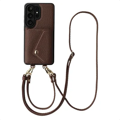 Productafbeelding van Selencia Sera Telefoonhoes met Koord en Envelop Pashouder voor de Samsung Galaxy S26 Ultra - Chocolate Brown