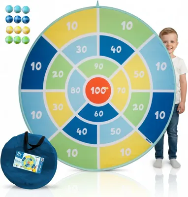 Produktbild von XXL Dartscheibe für Kinder 142 cm - Riesenspaß mit sicheren Klettbällen - Pop-Up Dartspiel für drinnen & draußen