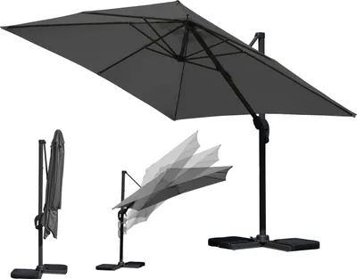 Zdjęcie produktu dla Parasol Bettizia typu „ampel” o średnicy 3 m, obrotowy, z regulacją nachylenia, obrót o 360°, parasol targowy, kolor szary