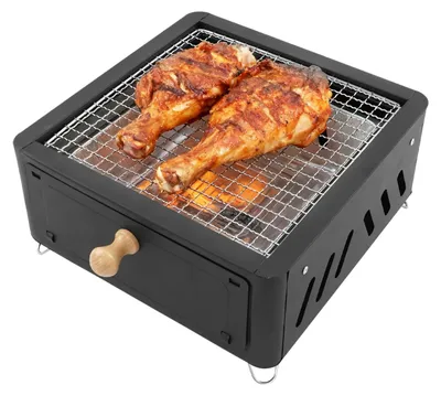 Produktbild von Tragbarer Holzkohlegrill - 30 x 30 cm, schwarz