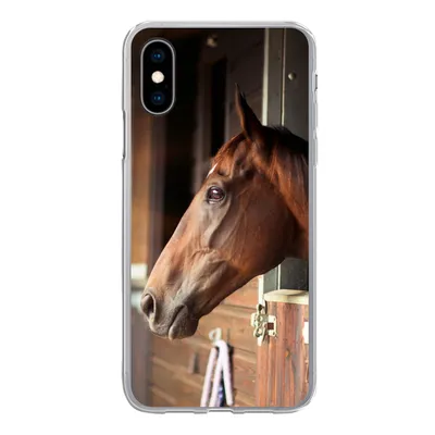 Produktbild von MuchoWow® Handyhülle Schutzhülle Hülle für iPhone X Pferd - Stall - Sonne Silikon Softcase Handy Hülle - Handyhülle