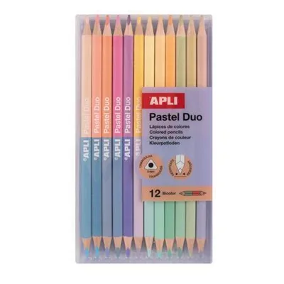 Obrázok produktu pre Pastelky "Pastel Duo", 24 rôznych pastelových farieb, trojhranné, obojstranné, APLI 20084