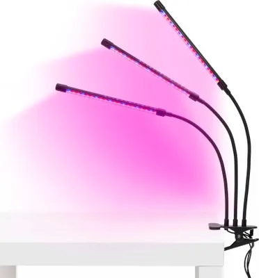 Produktbild von Pflanzenwachstumslampe mit 3 LED-Panels zur Beleuchtung, Kultivierung mit Timer, Clip, USB