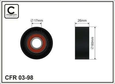 Produktbild von CAFFARO 03-98 Spannrolle Keilrippenriemen 60mm passend für PEUGEOT 206 Schrägheck (2A/C) für FIAT DUCATO Pritsche/Fahrgestell (230) DUCATO Kasten