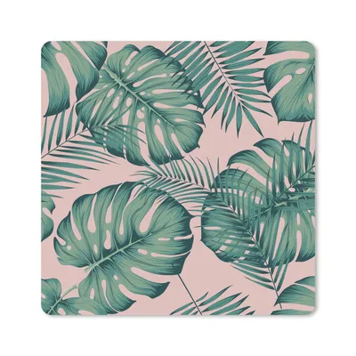 Produktbild von MuchoWow® Mauspad Mousepad Blätter - Rosa - Muster - Mädchen - Kinder - Grün - Kind 30x30 cm - Mousepads - Maus Mat - Pad - Mausunterlage - Gaming