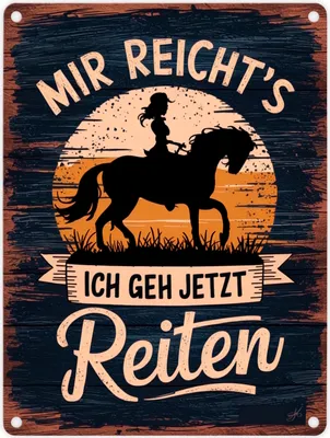 Produktbild von Frau auf Pferd - Mir reichts ich geh reiten Metallschild in 15x20 cm