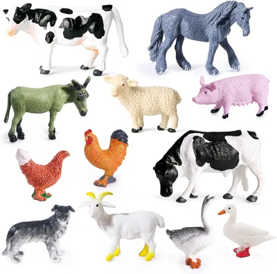 Produktbild von Mini Boerderijdierfiguren Kunststoff, 12 Stück, für Kinder