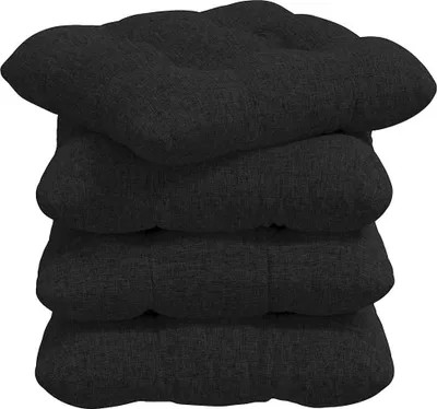 Immagine prodotto di vidaXL Cuscino per sedile 4 pezzi Nero 45 x 45 x 12 cm Tessuto