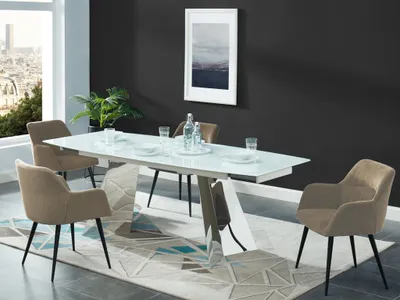 Produktbild von Stuhl 6er-Set - Stoff & Metall - Beige - HEKA