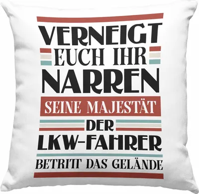 Produktbild von Trendation - LKW Fahrer Geschenk Deko-Kissen mit Füllung 40x40 Geschenke Zubehör Lustig Mann Lkwfahrer Geschenkidee Deko-Kissen mit Füllung 40x40n mit Spruch (Grau)