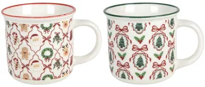 Produktbild von Weihnachtstassen-Set, 6-teilig – 355 ml – 2 Weihnachtsmotive – Spülmaschinengeeignet