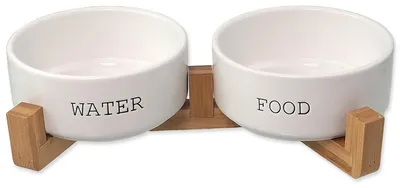 Produktbild von Dog Fantasy Set Keramiknapf mit weißem Ständer 2x 16x6,5cm, 850ml