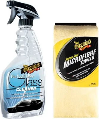 Produktbild von Meguiar's® Perfect Clarity Glass Cleaner Scheibenreiniger Glasreiniger 473 ml + Meguiar's® Supreme Shine™ Microfibre Handtuch
