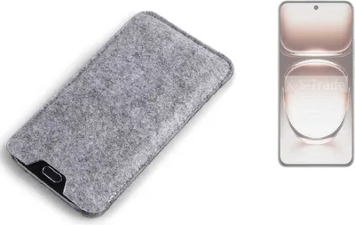 Produktbild von K-S-Trade Filz Handyhülle kompatibel mit Oppo Reno12 CPH2625 Schutzhülle Filztasche Filz Tasche Case Sleeve Handy Hülle Filzhülle grau