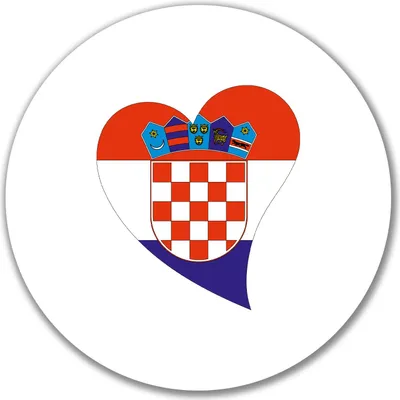 Produktbild von Huuraa Aufkleber Kroatien Flagge Herz 10cm rund Sticker Geschenkidee