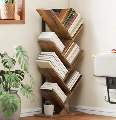 Produktbild von Bücherregal Standregal mit 7 Ebenen Schmal Regal im Baumform