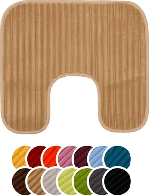Produktbild von liebling Badteppich mit Anti-Rutsch-Beschichtung aus PVC Noppen & Bügelausschnitt, 100% Polyester, 50 x 45 cm, Fußbodenheizung geeignet, taupe