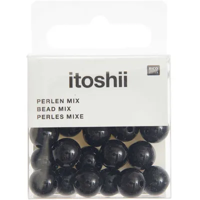 Produktbild von 24 Runde Perlen 10 mm - Schwarz