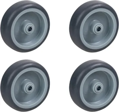 Produktbild von BKshop | Schwerlastrollen 4 x 50 mm, Lenkrollen, Gummirollen, Tragfähigkeit 160kg, Transportroller, Bockrollen, Möbelrollen