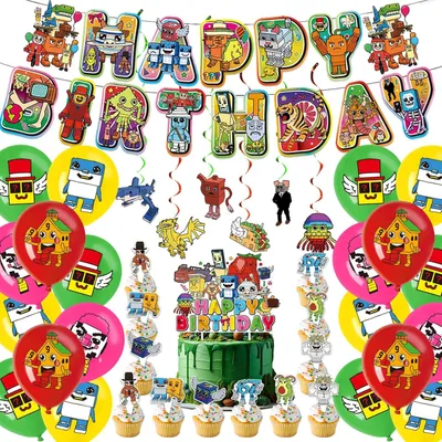 Produktbild von 36 Stuck Steal a Brainrot Geburtstags Deko, Brainrot Geburtstag Deko, Cartoon Party Deko, Cartoon Luftballon, Anime Geburtstagsdeko, mit Banner