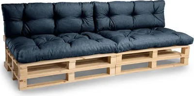 Image de Coussins de palette, Coussins de canapé de jardin, Coussin d'assise, N_PPI (2x Set Coussin d'assise 120x80 + Dossier 120x40, Bleu marine)