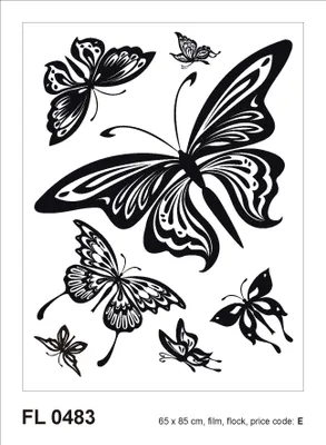 Produktbild von Sanders & Sanders Wandtattoo Schmetterlinge Schwarz 65 x 85 cm