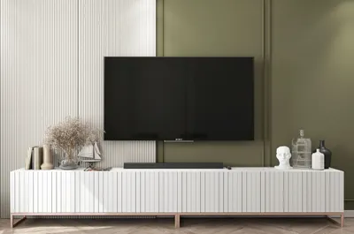 Produktbild von 2 Stk TV-Schrank 2 x ELPIS TV Glamour Style Kupferfarbig Metall Fußgestell Modern Lindner Möbel 300cm x 51,5cm x 36,5cm Farbe: Weiß matt - Italienische Tiefmattfolie