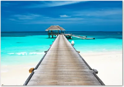 Produktbild von Tulup® Leinwandbild - 100x70 cm - Wandkunst - Drucke auf Leinwand - Leinwanddruck  - Landschaften - Blau - Hölzerner Pier