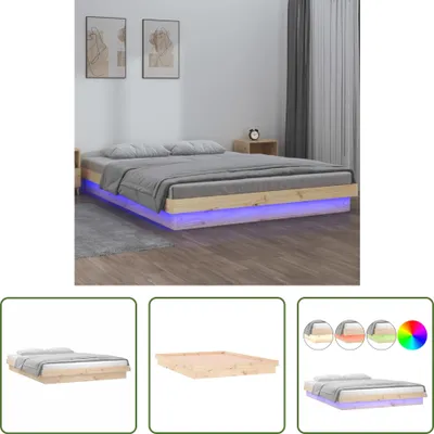 Produktbild von The Living Store Massivholzbett mit LED-Beleuchtung 120x200 cm