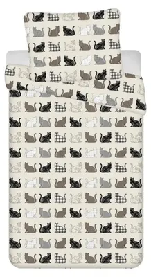 Productafbeelding van Poezen dekbedovertrek - 140 x 200 cm - microflanel